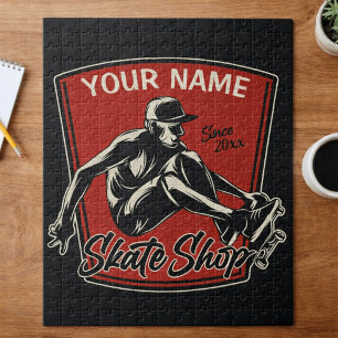 Personalized Skate Shop Grab Trick Skateboarding  Jigsaw Puzzle