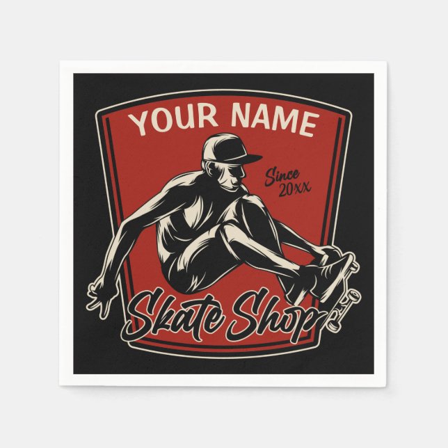 Personalized Skate Shop Grab Trick Skateboarding  Napkin (Front)