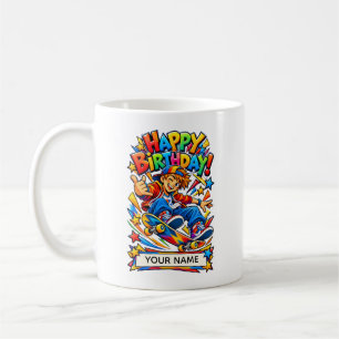 Personalized Skateboard Birthday Card for Boys Coffee Mug