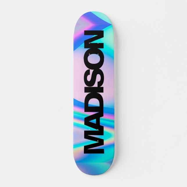 Personalized Skateboard Name Black Holographic (Front)