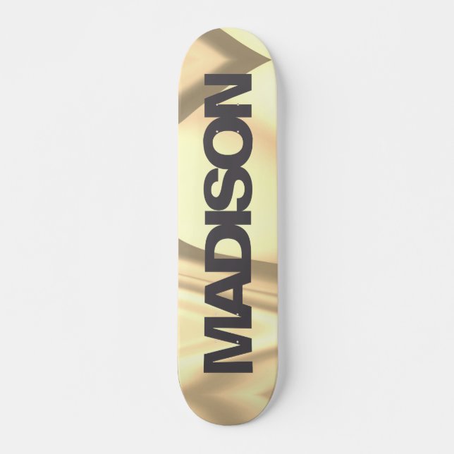Personalized Skateboard Name Gold Yellow Wave (Front)