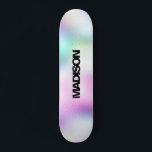 Personalized Skateboard Name Modern Cute<br><div class="desc">Easily personalize this colourful Skateboard on Modern Cute Holographic Rainbow Pastel Gradient abstract design featuring Unicorn aesthetic with a modern and cute touch of fairy. Add your name,  choose font,  change size and position,  add clipart,  photos and shapes.</div>