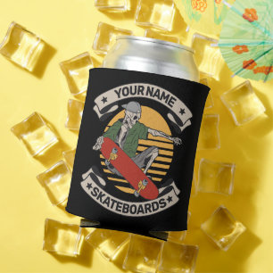 Personalized Skateboard Nose Grab Skeleton Skater Can Cooler