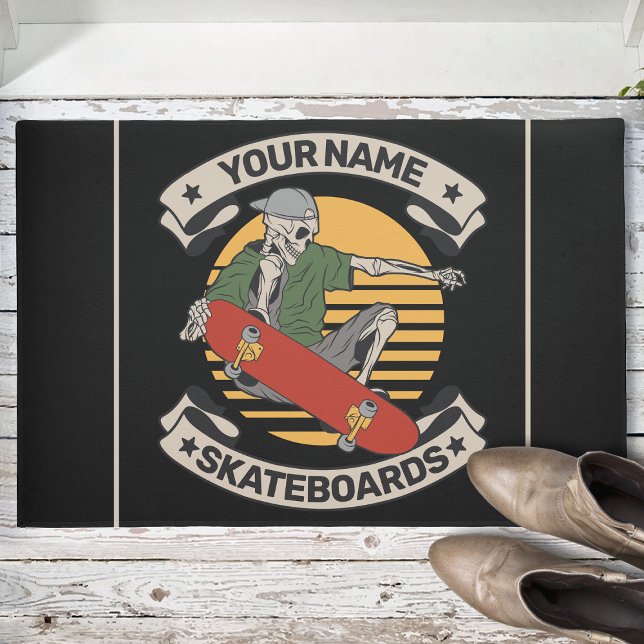 Personalized Skateboard Nose Grab Skeleton Skater  Doormat (Creator Uploaded)
