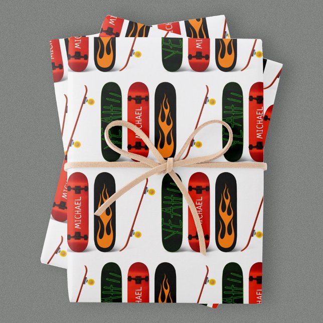Personalized Skateboard Pattern  Wrapping Paper Sheet (Creator Uploaded)