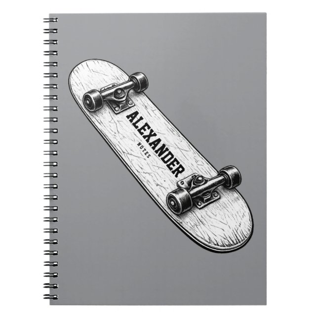 Personalized Skateboard Spiral Notebook for kids  (Front)
