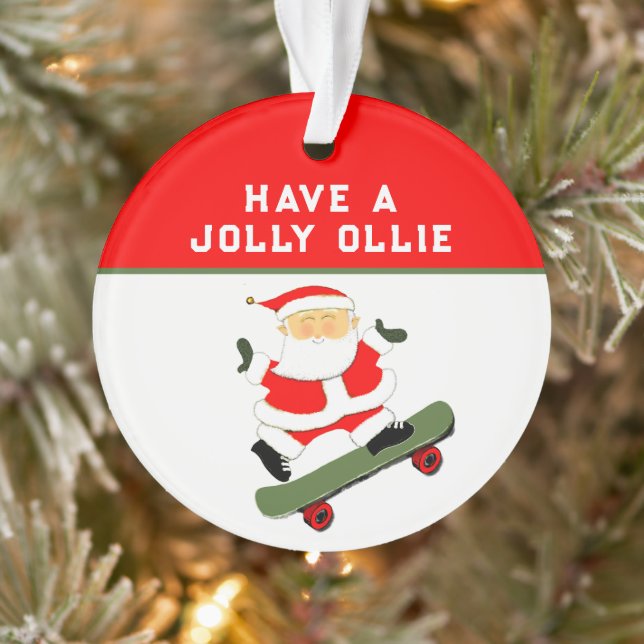 Personalized Skateboarder Holiday Gift Ornament (Tree)
