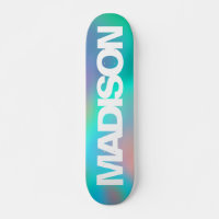 Personalized Skateboards Name Holographic Unicorn