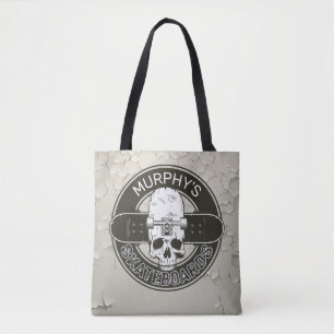 Personalized Skater NAME Skull Skateboarding Skate Tote Bag