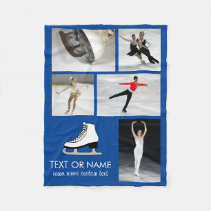 Personalized Skating Photo Collage Skater's Name Fleece Blanket