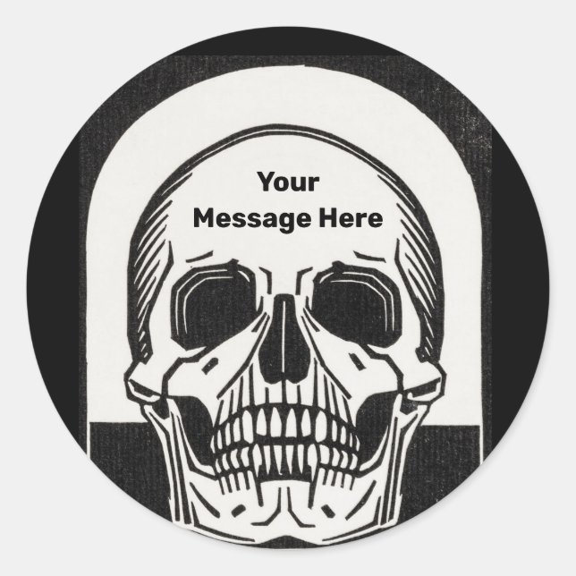 Personalized Skeleton Birthday Halloween Party Classic Round Sticker (Front)