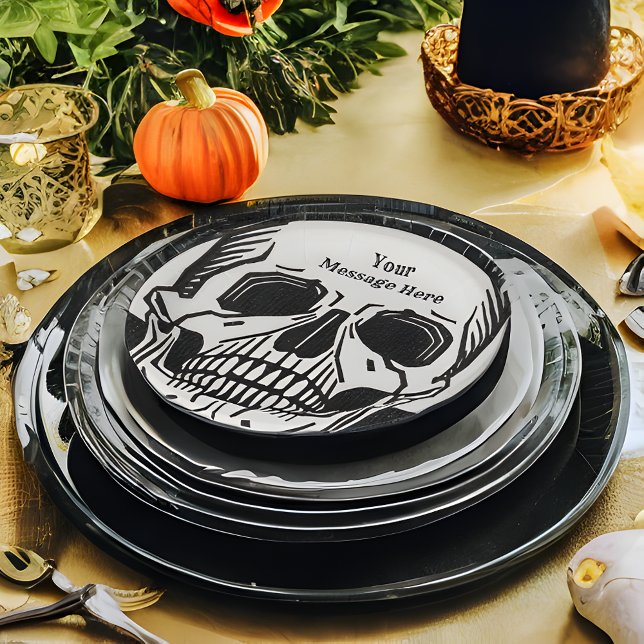 Personalized Skeleton Birthday Halloween Party Paper Plate (Creator Uploaded)