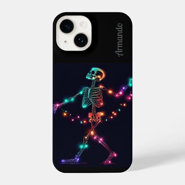 Personalized Skeleton Christmas Lights Phone Case (Back)