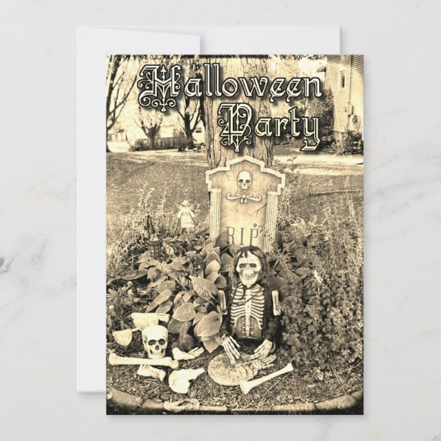 Personalized Skeleton Halloween Party Invitation (Front)