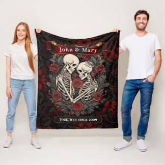 Personalized Skeleton Lovers Blanket | Gothic Wedd