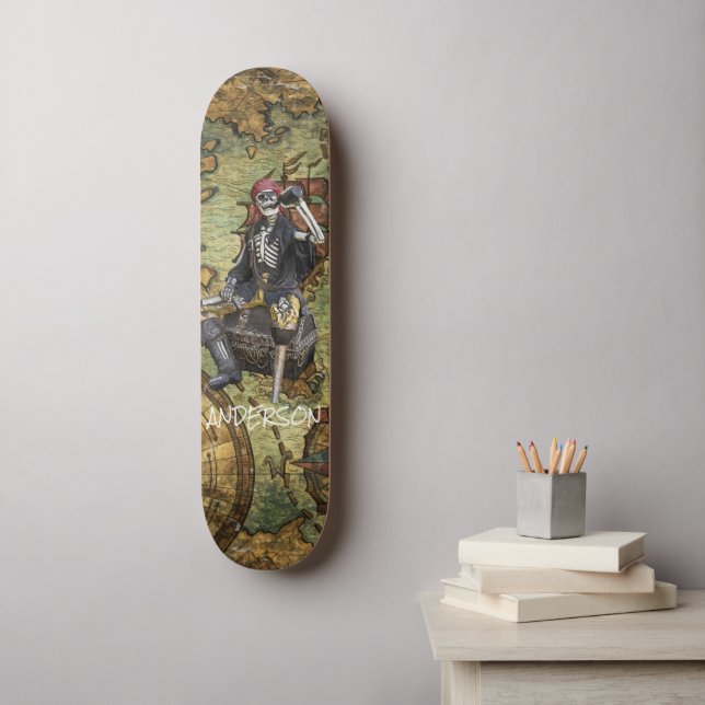 Personalized  SKELETON PIRATE HERO Skateboard (Wall Art)