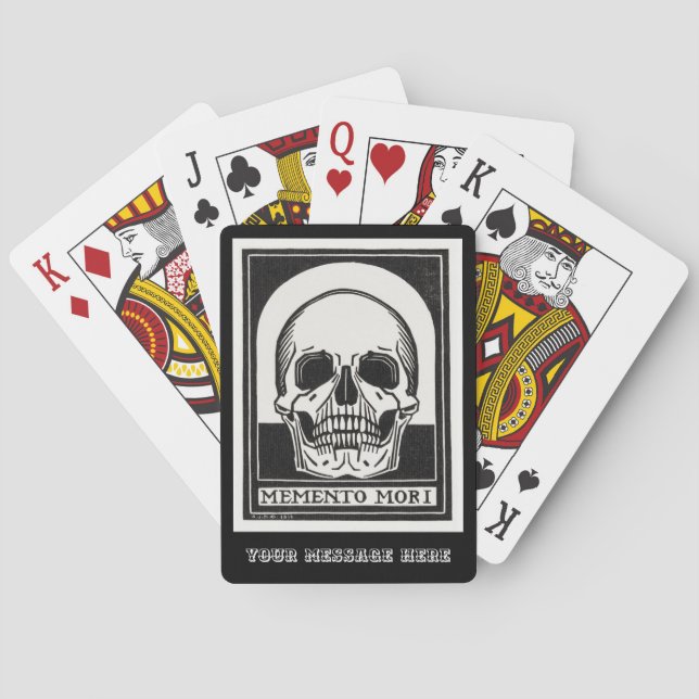 Personalized Skeleton Skull Black and White Playing Cards (Back)
