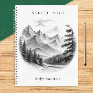 Personalized Sketchbook Modern Mountain Art Notebook