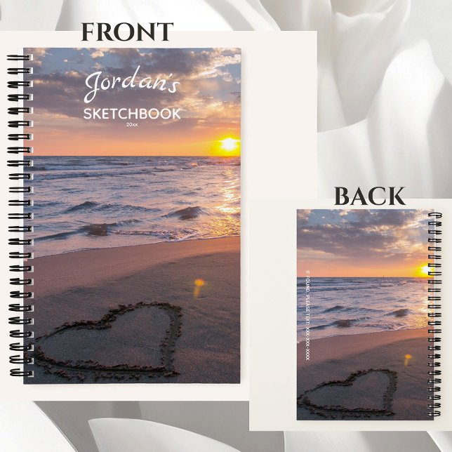 Personalized Sketchbook Your Name Beach Sunset Notebook (Creator Uploaded)