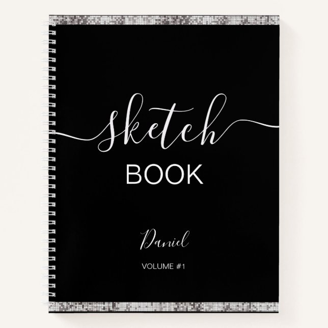 Personalized Sketchbook Your Name Elegant Script N Notebook (Front)