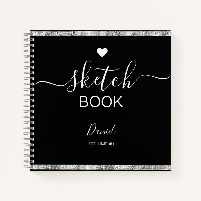 Personalized Sketchbook Your Name Elegant Script   Notebook (Front)