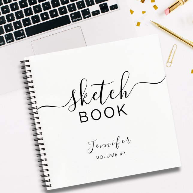 Personalized Sketchbook Your Name Elegant Script Notebook (Creator Uploaded)