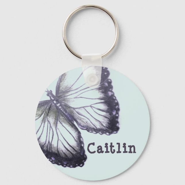 Personalized Sketched Butterfly Keychain (Front)