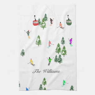 Personalized Ski Alpine Skiing   Skiers Kitchen Towel