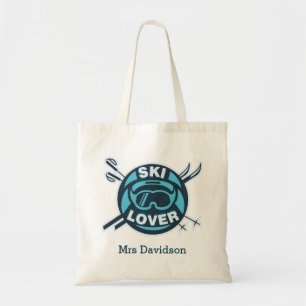 Personalized Ski Lover Skier Modern Tote Bag