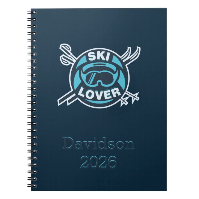 Personalized Ski Lover Skiing Photo Notebook (Front)