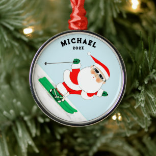 Personalized Skiing Collectable Metal Ornament