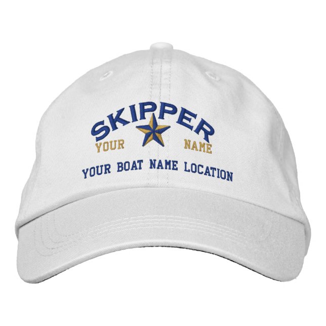 Personalized SKIPPER Star Ball Cap Embroidery (Front)