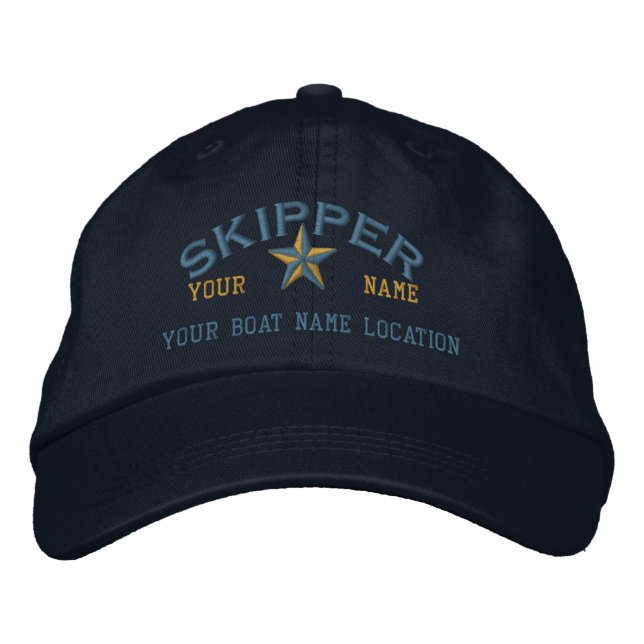 Personalized SKIPPER Star Ball Cap Embroidery (Front)