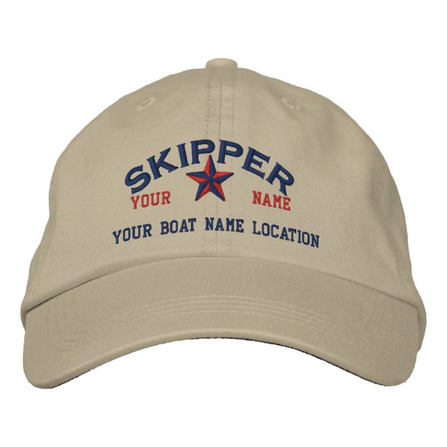 Personalized SKIPPER Star Ball Cap Embroidery (Front)