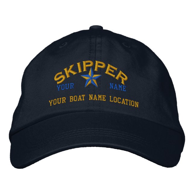 Personalized SKIPPER Star Ball Cap Embroidery (Front)