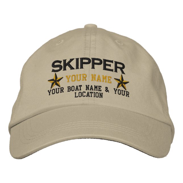 Personalized Skipper Stars Ball Cap Embroidery (Front)