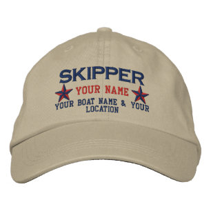 Personalized Skipper Stars Ball Cap Embroidery
