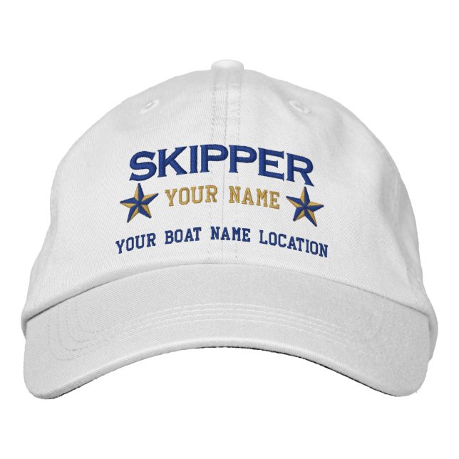 Personalized Skipper Stars Ball Cap Embroidery (Front)