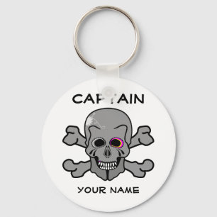 Personalized skull and Cross bones Keychain
