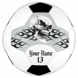 Personalized Skull and Flame Soccer Ball