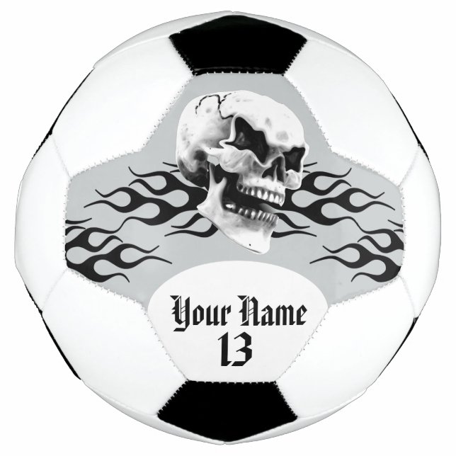 Personalized Skull and Flame Soccer Ball (Front)