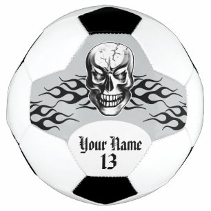 Personalized Skull and Flames Soccer Ball