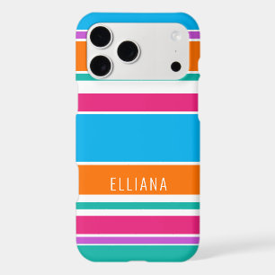 Personalized Sky Blue Hot Pink Orange Stripe