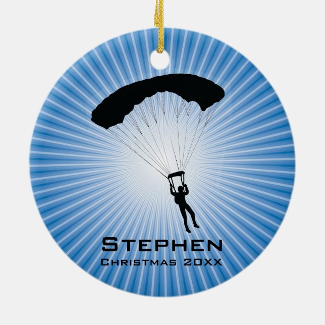 Personalized Sky Diving Parachuting Ornament (Back)