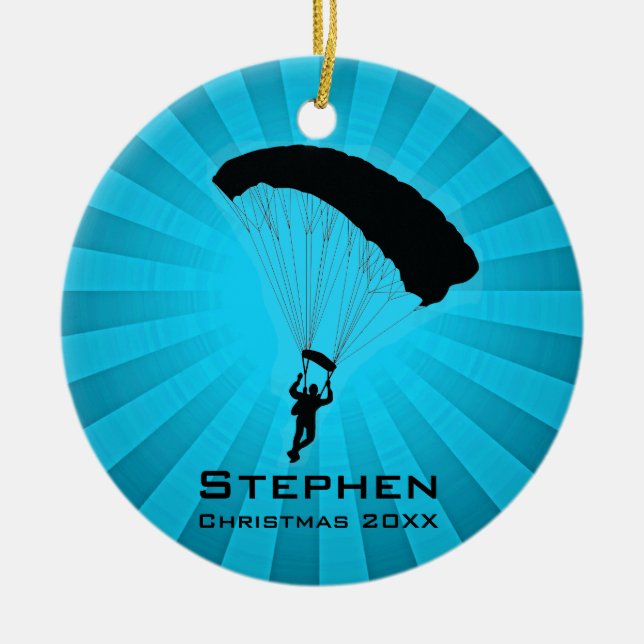 Personalized Sky Diving Parachuting Ornament (Front)