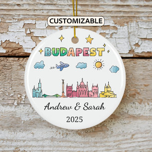 Personalized Skyline Budapest Ornament, Hungary Ceramic Ornament