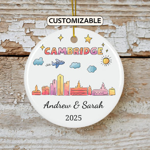 Personalized Skyline Cambridge, Massachusetts Ceramic Ornament