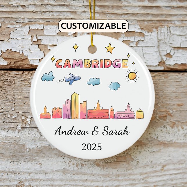 Personalized Skyline Cambridge, Massachusetts Ceramic Ornament (Creator Uploaded)
