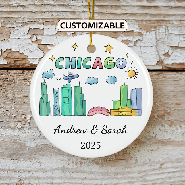 Personalized Skyline Chicago Ornament, Illinois Ceramic Ornament (Creator Uploaded)
