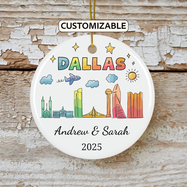 Personalized Skyline Dallas Ornament, Texas Ceramic Ornament (Creator Uploaded)